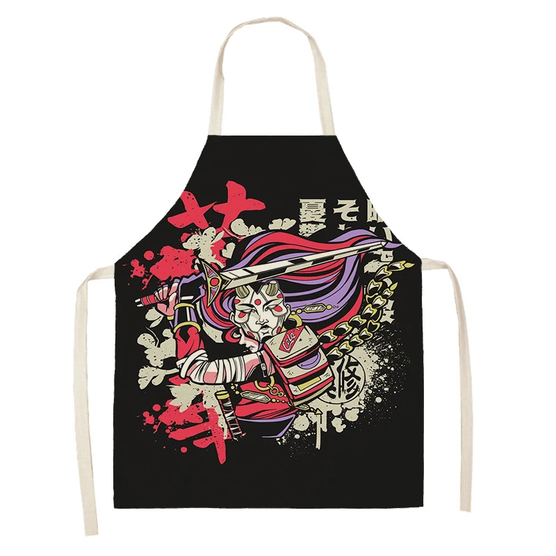 Women\'s kitchen apron oil painting style Restaurant chef barber Waterproof apron for menand child painting scenery Hand 55×68cm