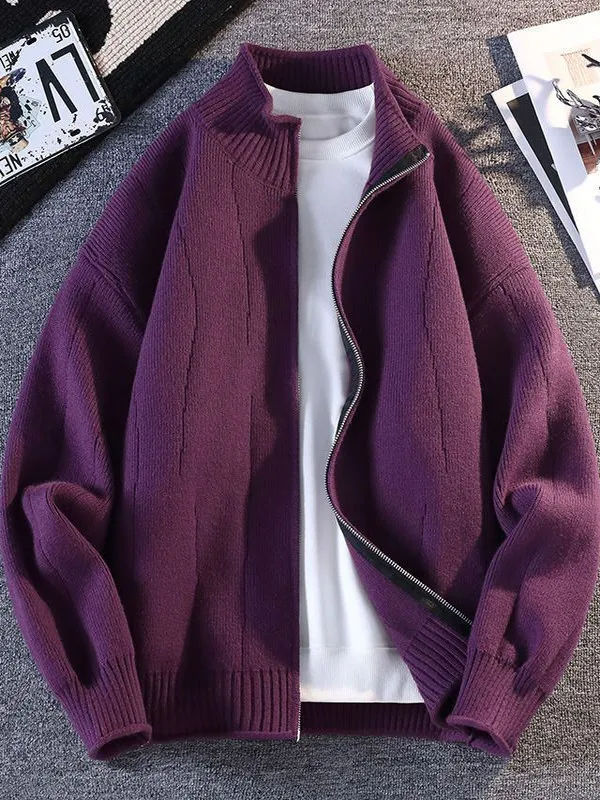 

Faionable Casual Knitted Sweater Men's Loose Long Sve Open Cardigan Soft Comfortable Leisure Sle Youth Suitable