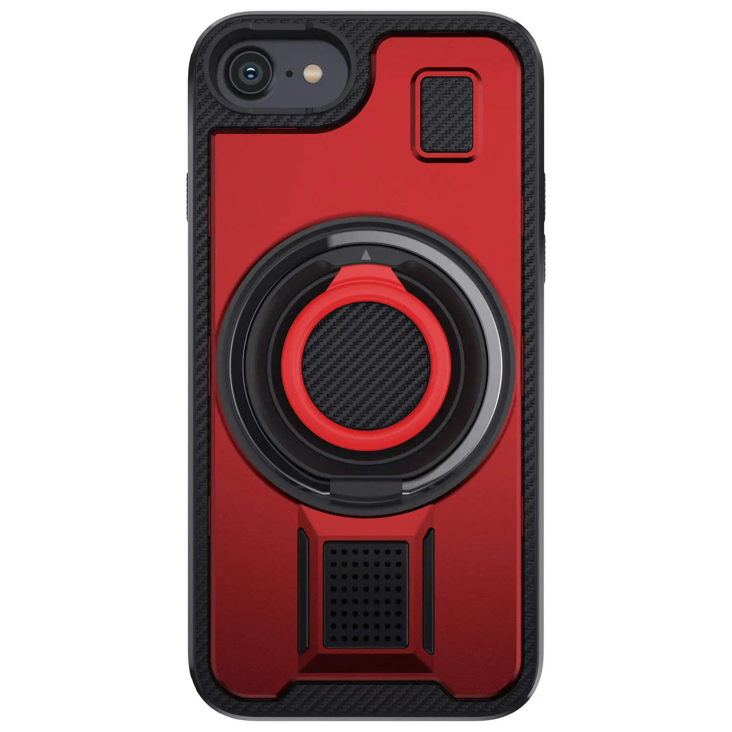 Para iPhone 7 4,7 polegadas Caso Híbrido À Prova de Choque Anel Duplo Kickstand Suporte Resistente Telefone Hard Slim Cover Vermelho