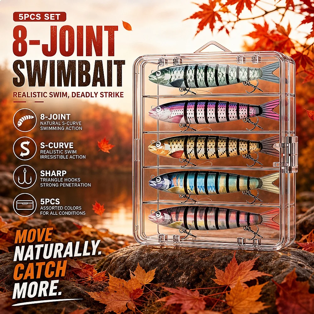 Segmented Multi Jointed Fishing Lures Slow Sinking Swimbait Bait Box 14.5cm 19g Freshwater Saltwater Bass Trout YQCCK 3/5/10Pcs
