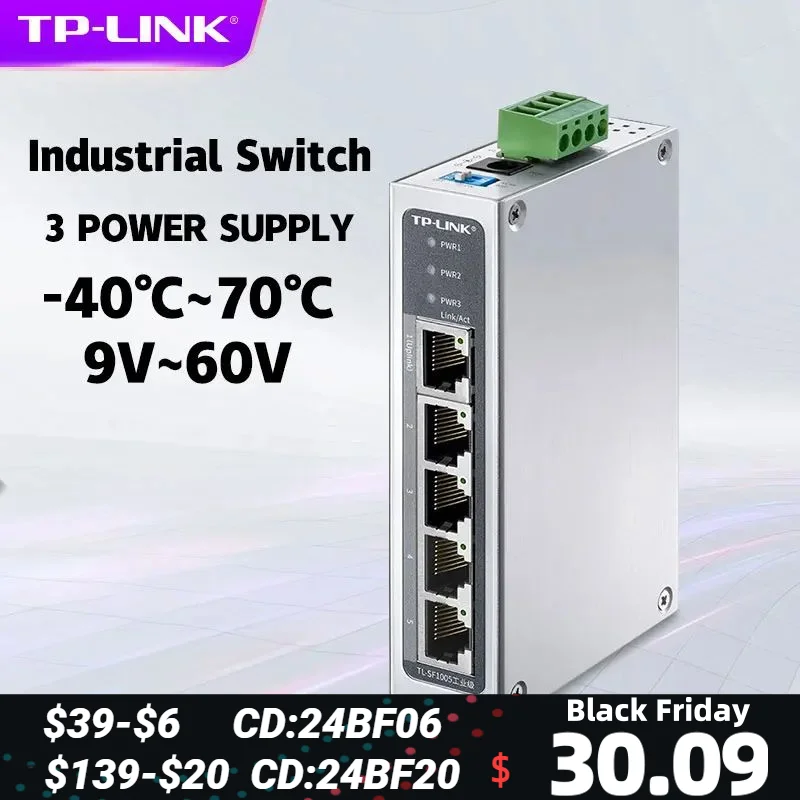 TP-Link Tl-SF1005 100M Ethernet Switch 5 Port Industrial Grade Ethernet Switch Network Splitter Hub TP Copper Alloy Shell