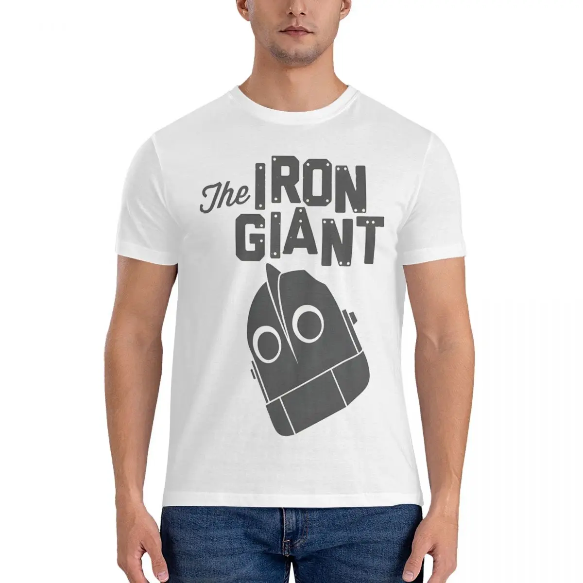 Logo Men T Shirts Iron Giant Novelty Tee Shirt Short Sleeve Crewneck T-Shirt Cotton Birthday Present Clothes