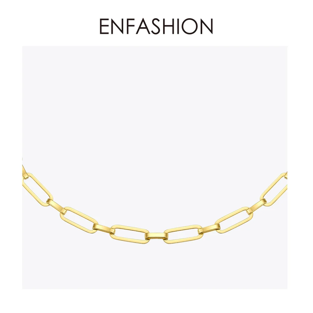 ENFASHION Punk Link Chain Choker Necklace Women Gold Color Stainless Steel Necklaces Femme Fashion Jewelry Friends Gifts P193039