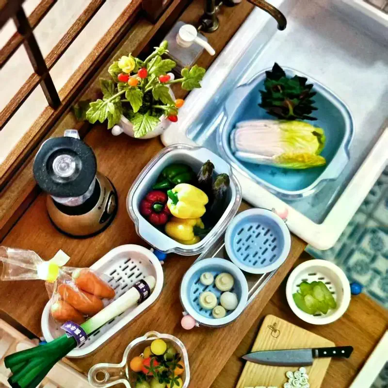 

5Pcs/set 1/12 Dollhouse Simulation Storage Basket Model Miniature Scene Decor For Washing Vegetables Fruit Food Doll Accessories