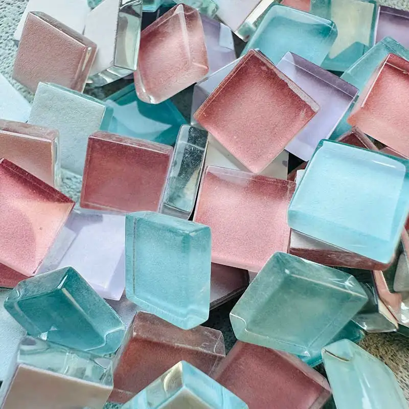 

100g Taobao mixed Mosaic Pieces Assorted Color Square Glitter Glass Mosaic Tiles for DIY Crafts Supplies 179