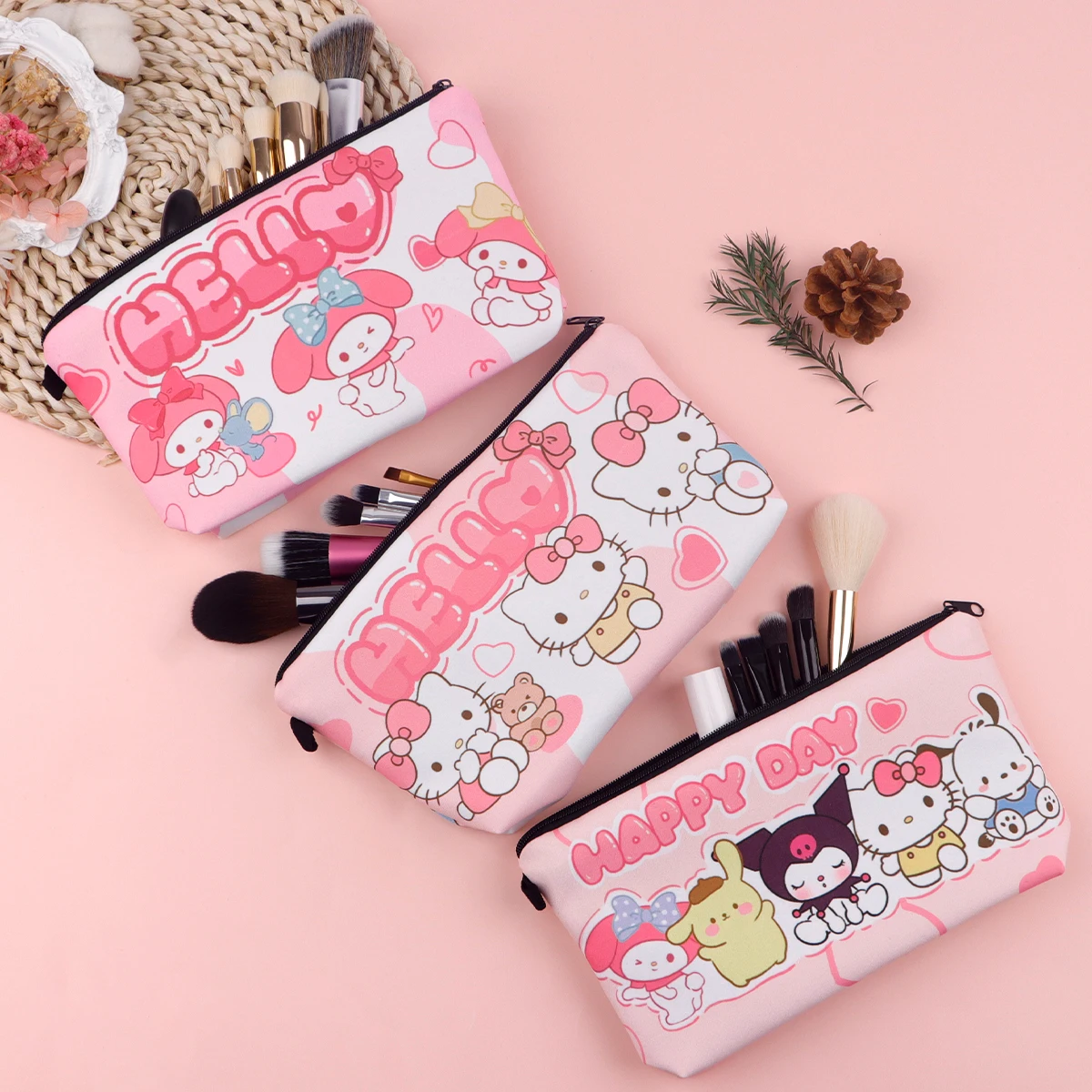 

Cartoon Pencil Case Student Stationery Bag Kawaii Cute Girls Cosmetic Storage Bag Party Gifts Makeup Accessories