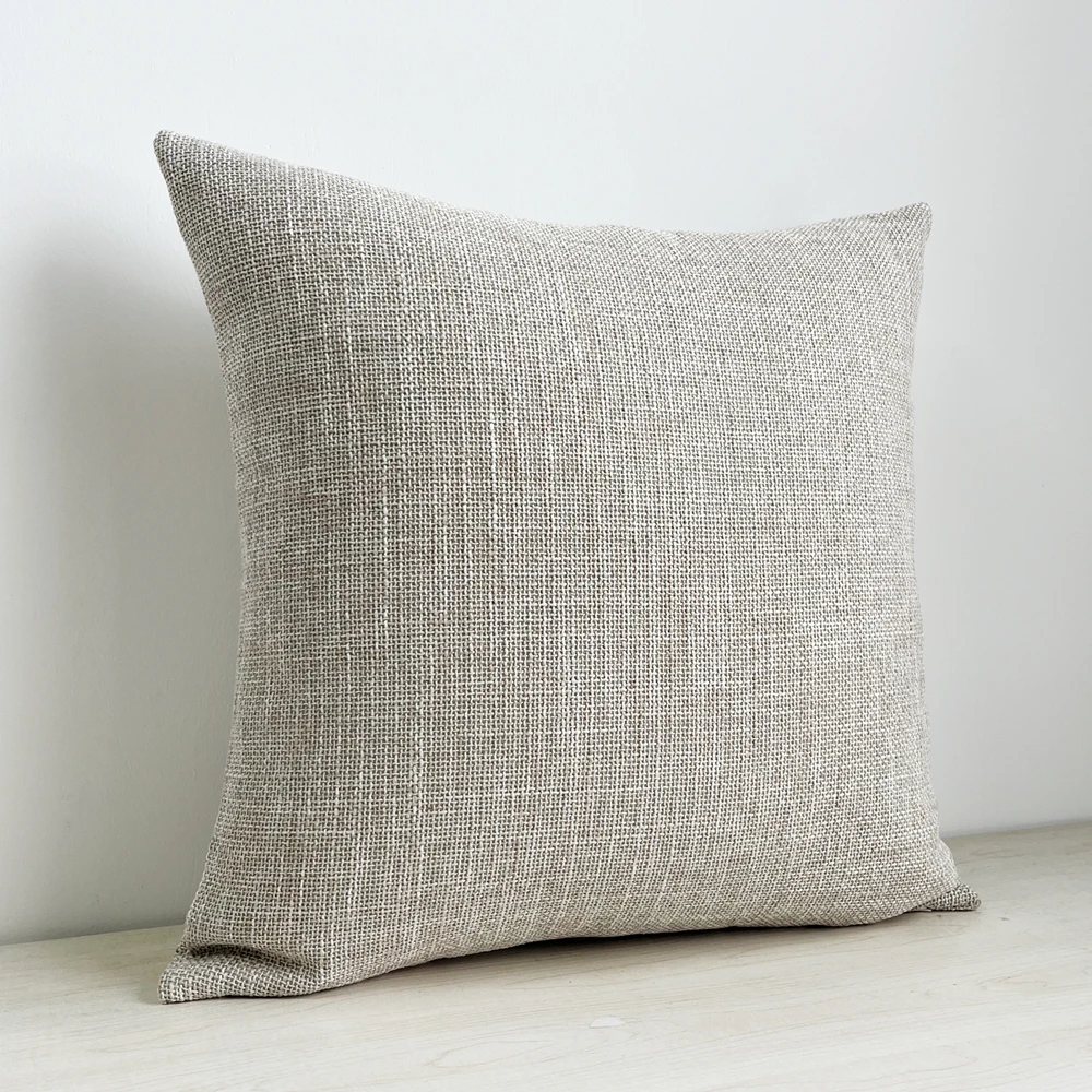 Modern Hopsack Beige Woven Sofa Pillow Case Decorative Textured 45x45cm Hotel Home Cushion Cover 1 Pc Pack