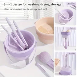 Silicone Makeup Brush Cleaning Bowl Tool Set - Powder Puff Washer and Sponge Storage Artifact for Efficient Makeup Tool Cleaning