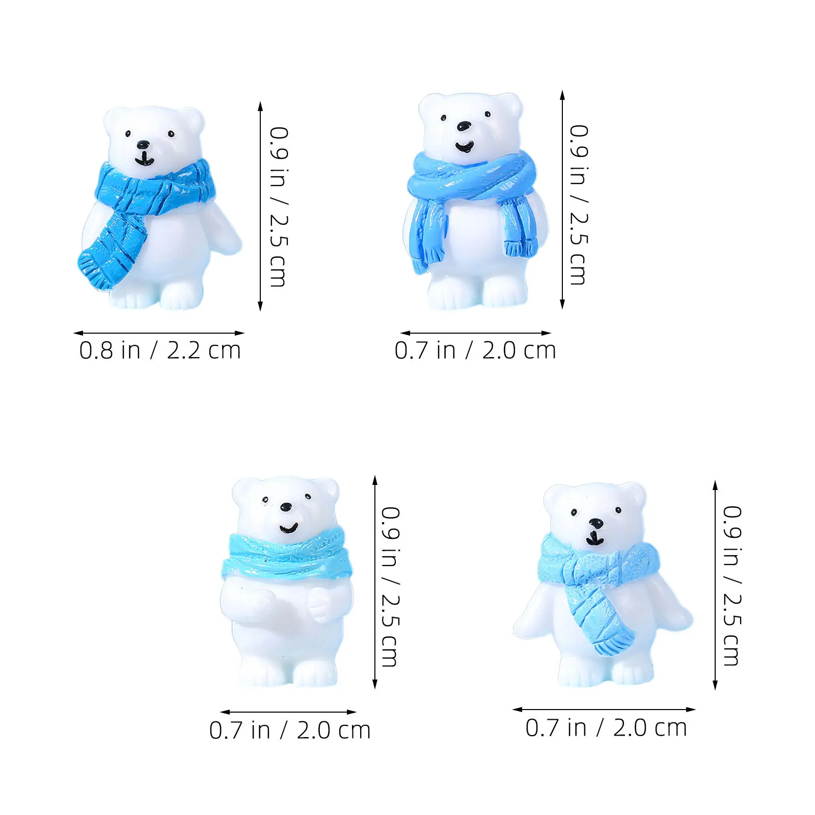 32개 미니 북극곰 피규어 레진 북극 동물 조각 데스크탑 대시보드 인형집 장식 소형 동물 피규어