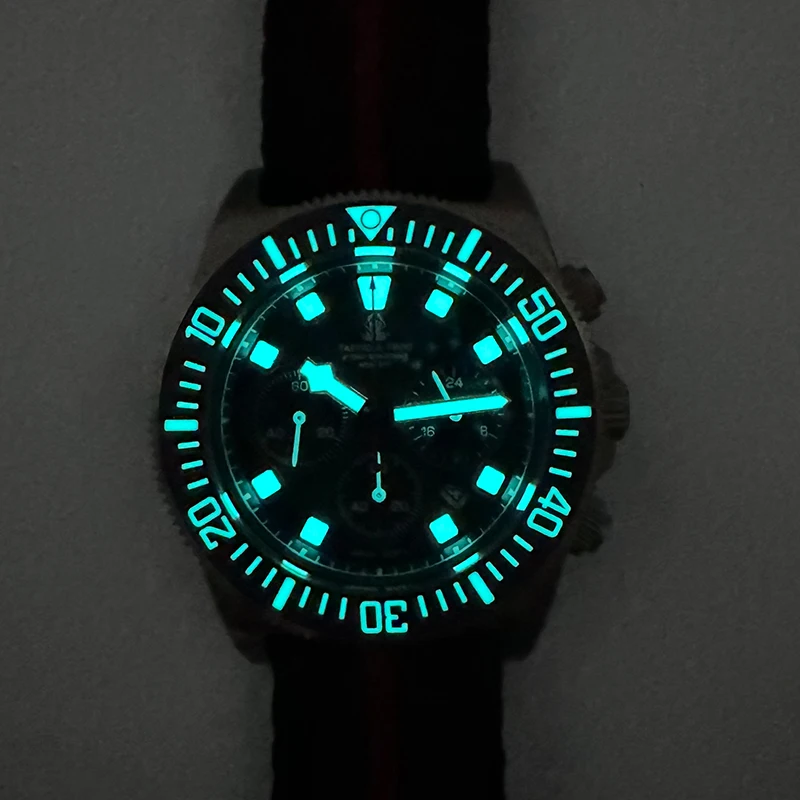 Tactical Frog FXD Titanium 200m Diving Watch For Men Chronograph VS75B Solar-powered Quartz Movement Watch BGW9 Super Luminous