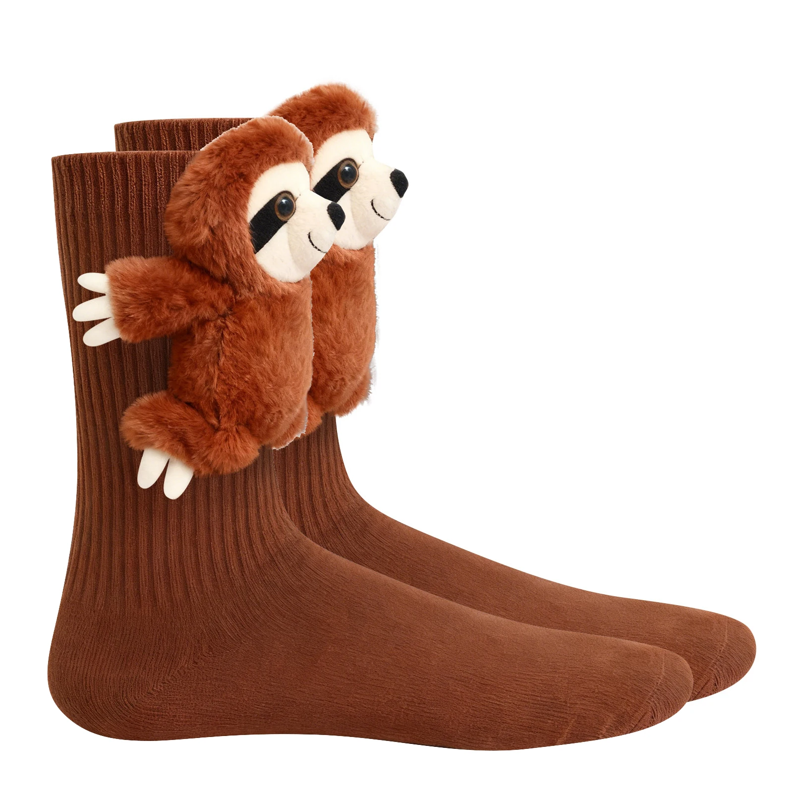 

1 пара 3D вязаных крючком носков с животными, милые плюшевые носки с изображением ленивца, кролика, панды, забавные нескользящие носки-тапочки, рождественский праздничный подарок