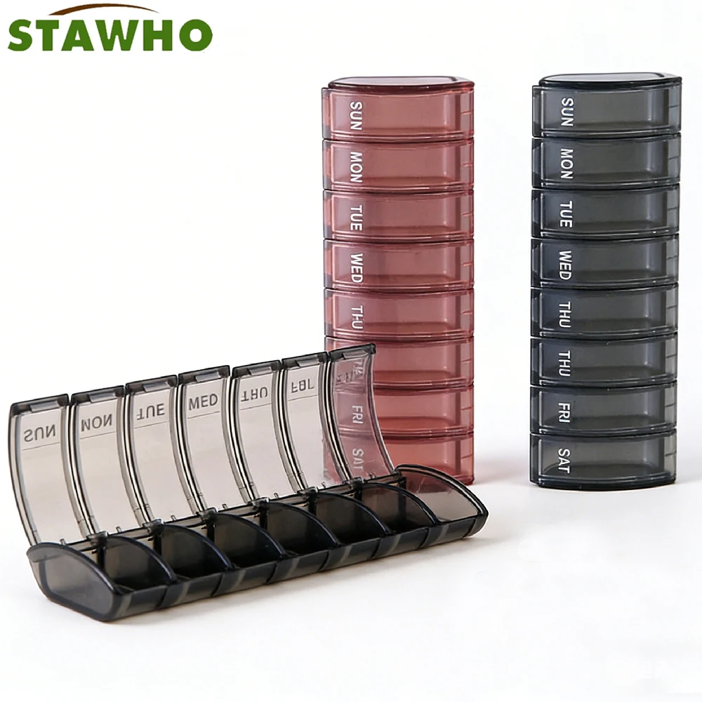 1PCS Weekly 7-Day Pill Organizer with X-Large Compartments, Portable Travel Friendly Medicine Planner for Vitamins & Supplements