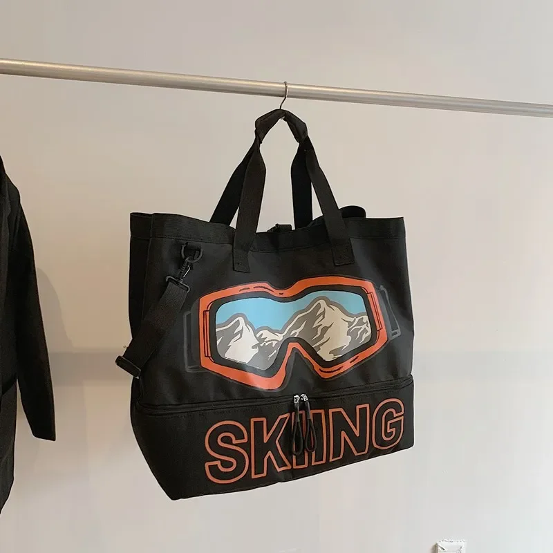 

Outdoor-Inspired Tote Bag - Fashionable Large Capacity Mountain Print Design with Oxford Fabric & Versatile Detachable Strap