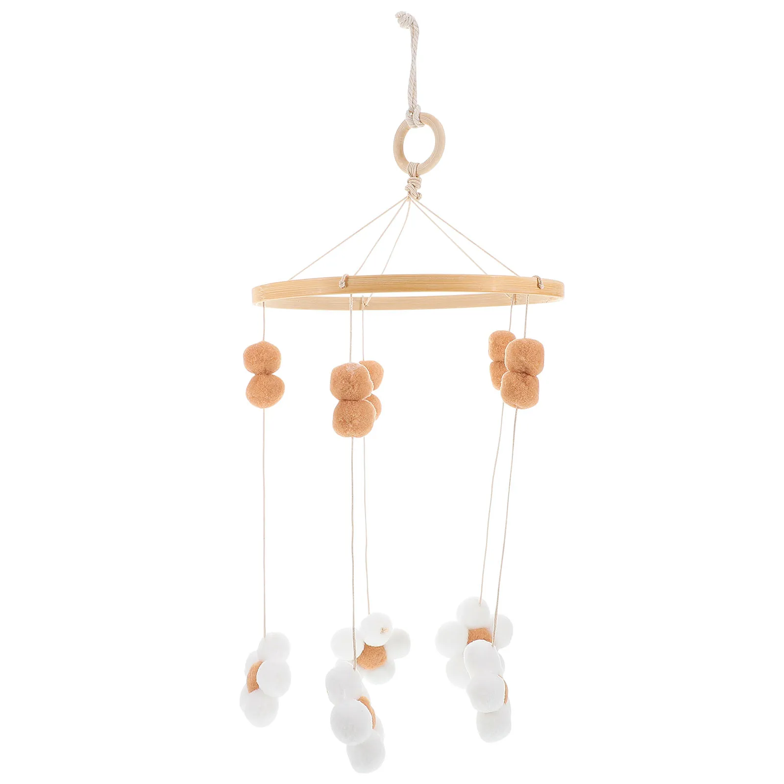 

Nordic Bed Bell Boho Mobile for Crib Baby Bassinet Decor Flower Nursery Safe Felt Cotton Thread Toddler Mobile Wood Frame