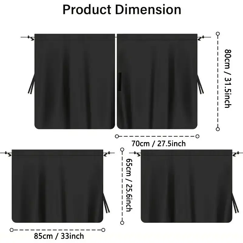 Car Privacy Curtains Set Air Conditioning Divider Curtain Front And Rear Seats & Side Windows UV Protection Sun Shade Isolation