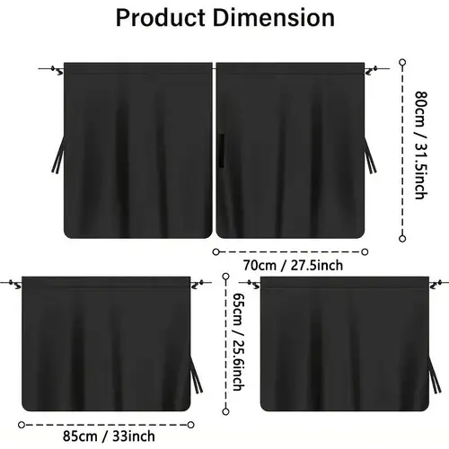 Imagen 2 del producto Juego de cortinas de privacidad para coche, cortina divisora de aire acondicionado, asientos delanteros y traseros y ventanas laterales, protección UV, aislamiento de parasol