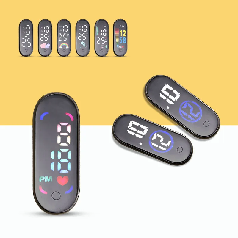 

ABS PC Material Waterproof Luminous Electric Motorcycle Onboard Timepiece Digital Watch for Men Black Red