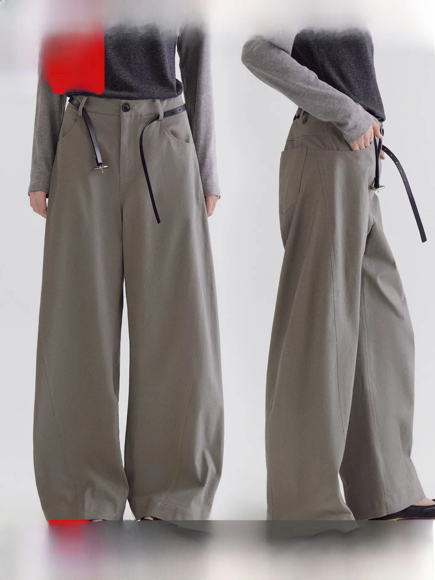 

Женские повседневные брюки Fano Spring 2026 свободного кроя с высокой талией из смесового хлопка, комфортные, теплые, для поездок на работу