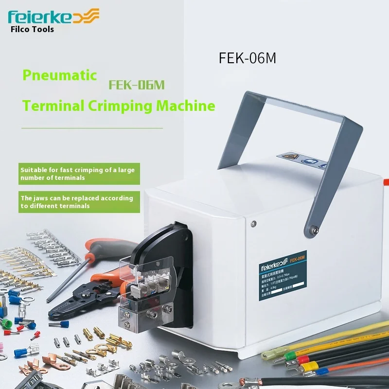 FEK-06M Pneumatic Wire Crimping Tool, Pneumatic Terminal Crimper, Wire Crimping Machine, Cold Press Terminal Connector Machine