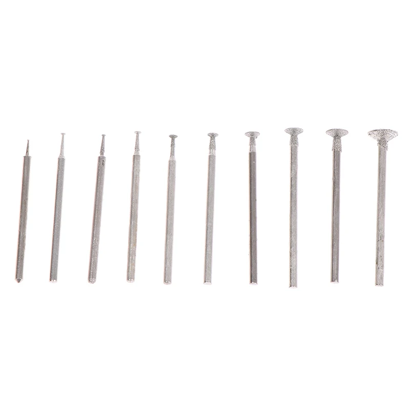 Tête de meulage en diamant, 10 pièces, pierre de Jade, sculpture, polissage, outils de gravure, 2.35mm, offre spéciale