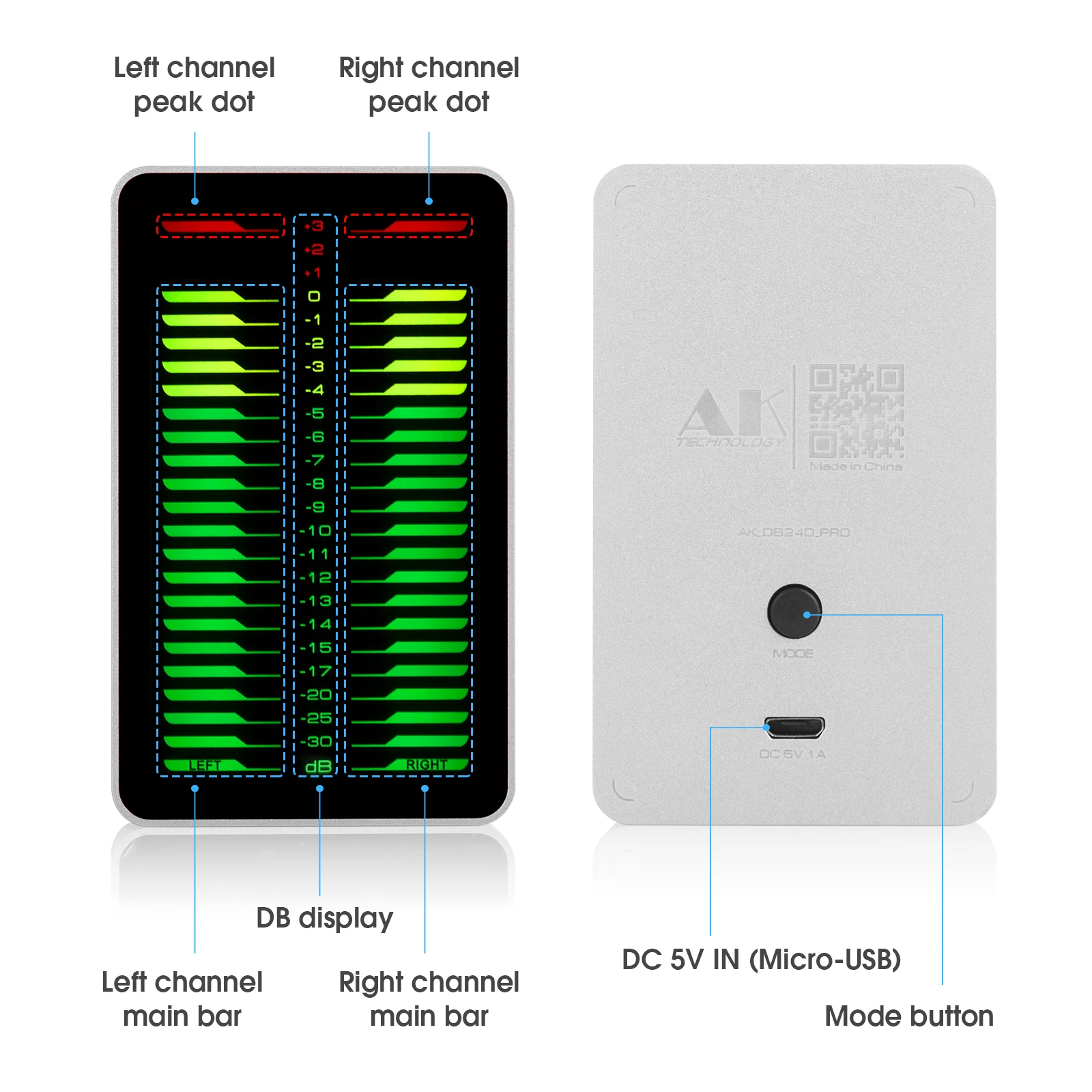 Mini muzyka Stereo spektrum samochodowy sprzęt Audio rytm RGB podwójny kanał LED światło wskaźnik poziomu domu AGC /DB tryb powłoka ze stopu