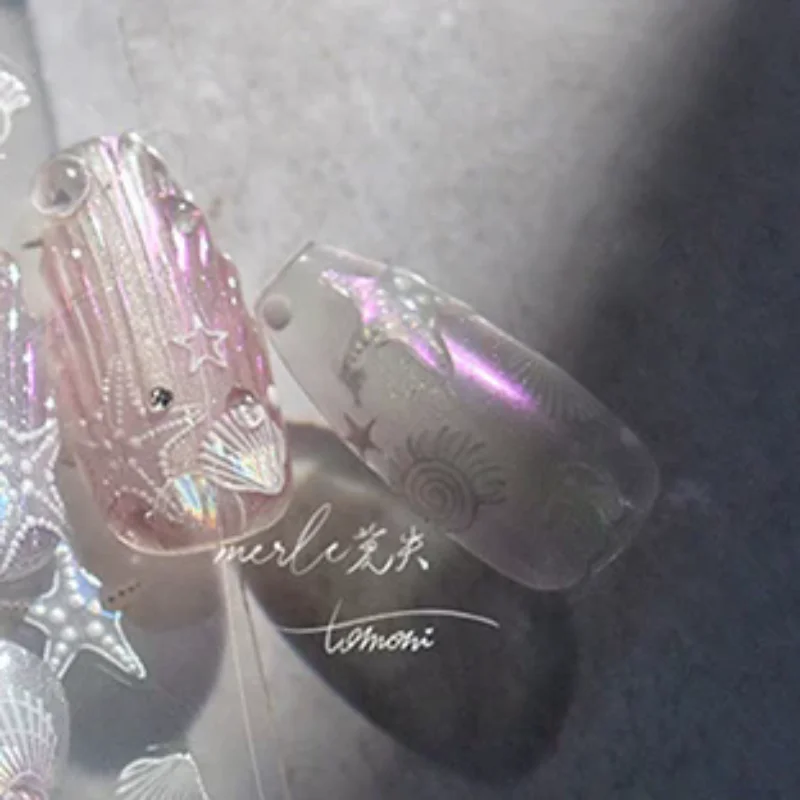 لامعة قذيفة ضوء الليزر البحر قذيفة محارة نجم البحر ستار لاصق مسمار الفن ملصقات الشارات مانيكير رائعة الحياة البحرية سحر #1