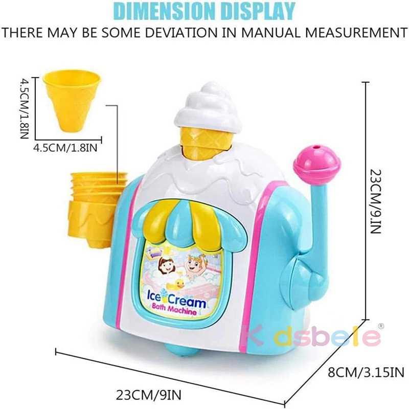 Ice Cream Foam Machine Car Bath Toys Toddler Ice Cream Maker Bubble Foam Play Machine Powerful Suction Delicate