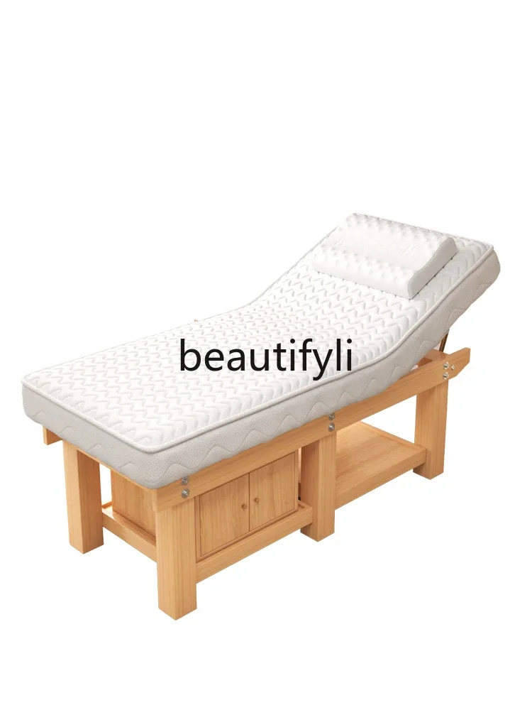 Solid wood latex traditional Chinese medicine massage therapy bed with holes Massage bed Tattoo embroidery ear bed