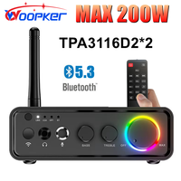 Woopker Mini Bluetooth Power Amplifier M19 BT TPA3116D2 200W Audio Amplifier 2.0 Channel with Microphone Optical Coaxial Input