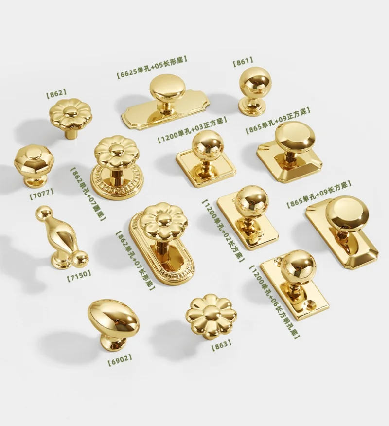 American Polished Gold Cabinet Pulls Solid Furniture Handles Drawer Knobs Bright Gold Handles for Wardrobe Cupboard Pulls Decor