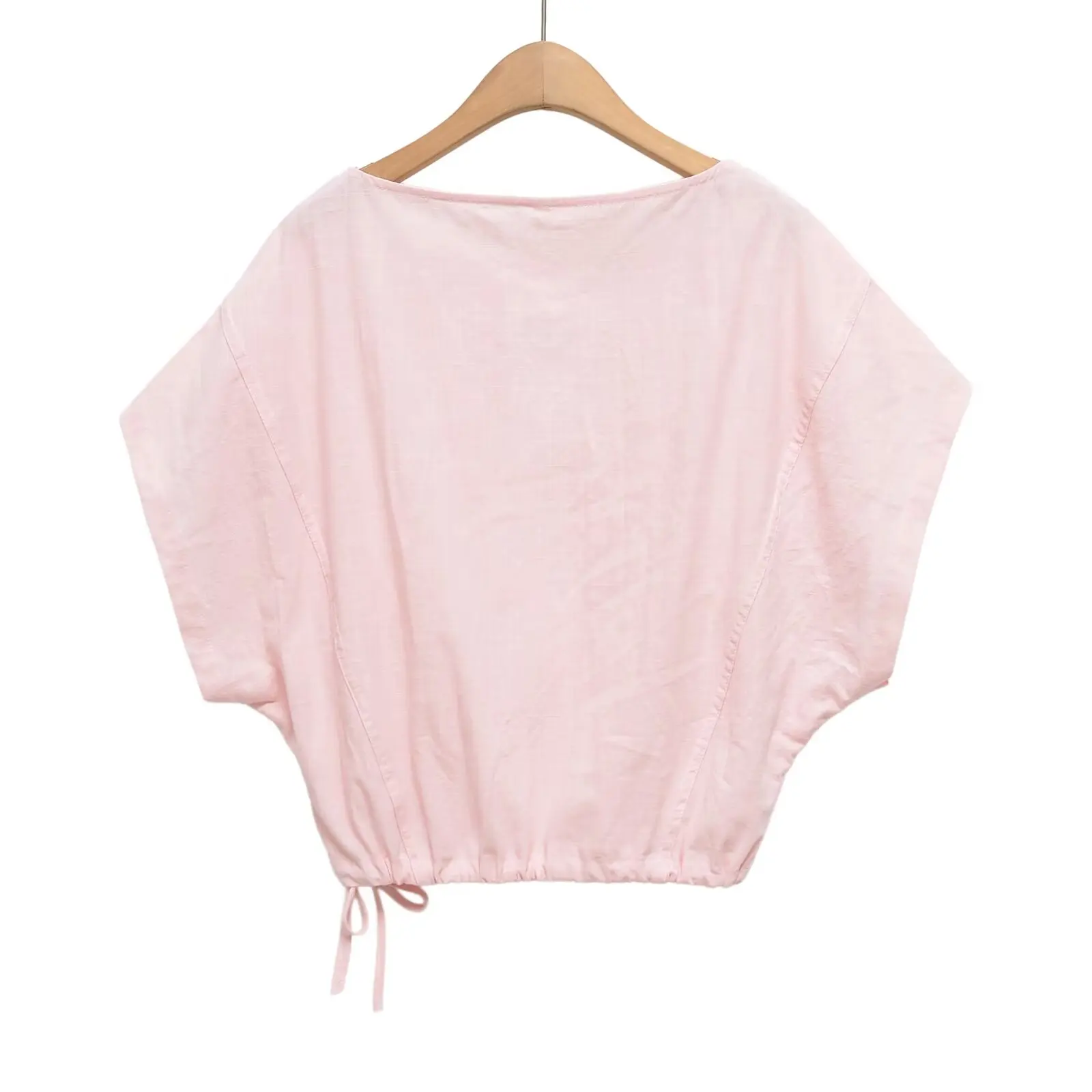 Nlzgmsj 2026 Sommer Damen Freizeit-Set in Pink mit O-Ausschnitt und Fledermausärmeln, modische gesmokte Taille, weite Haremshose, Alltags-Outfit – Detail 6