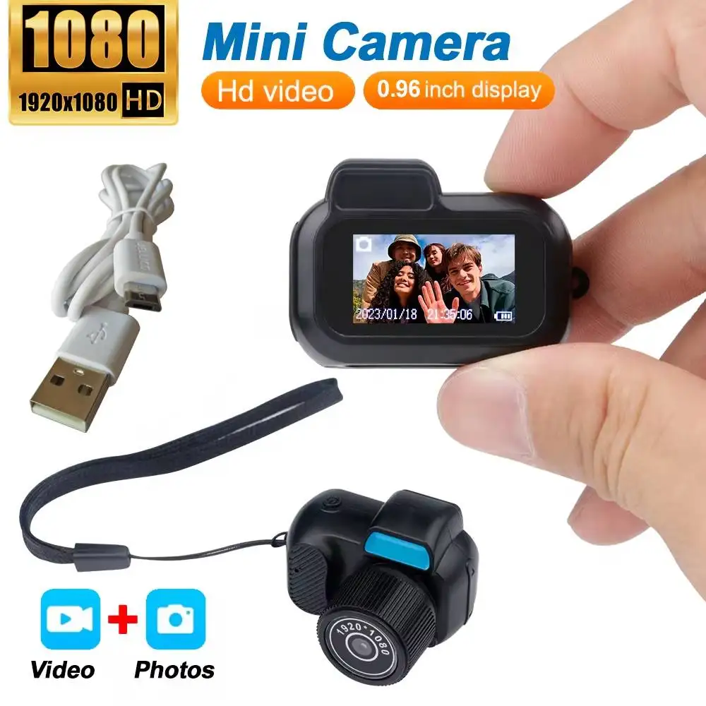 

Mini Camera With 0.96in Screen CMOS Indoor Home Outdoor 1080P Sports Portable Vintage Video Recorder Support TF Card Y3000