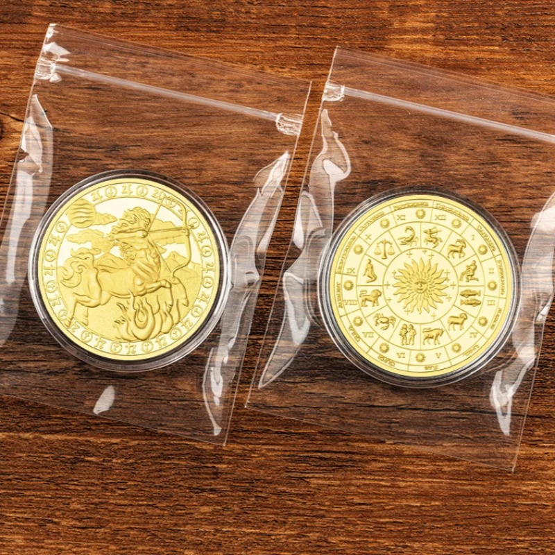 The Twelve Constellations Lucky Golden Plated Coin Sagittarius Commemorative Coins Medal Art Gift