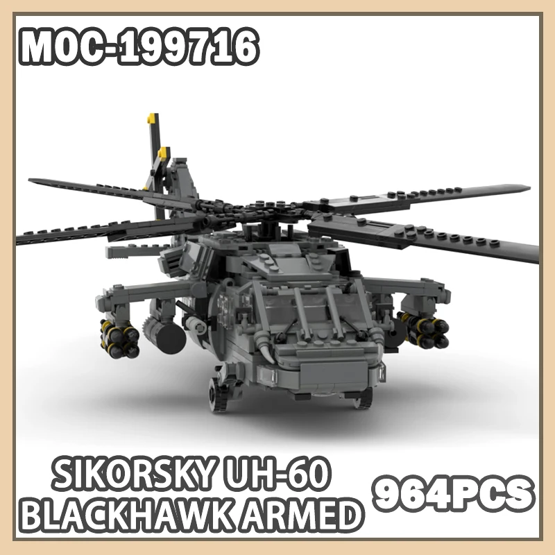 

MOC- 199716 Sikorsky UH-60 Blackhawk ARMED модель строительного блока, высококачественная совместимость, коллекционные кирпичи, креативный подарок, 96 шт.
