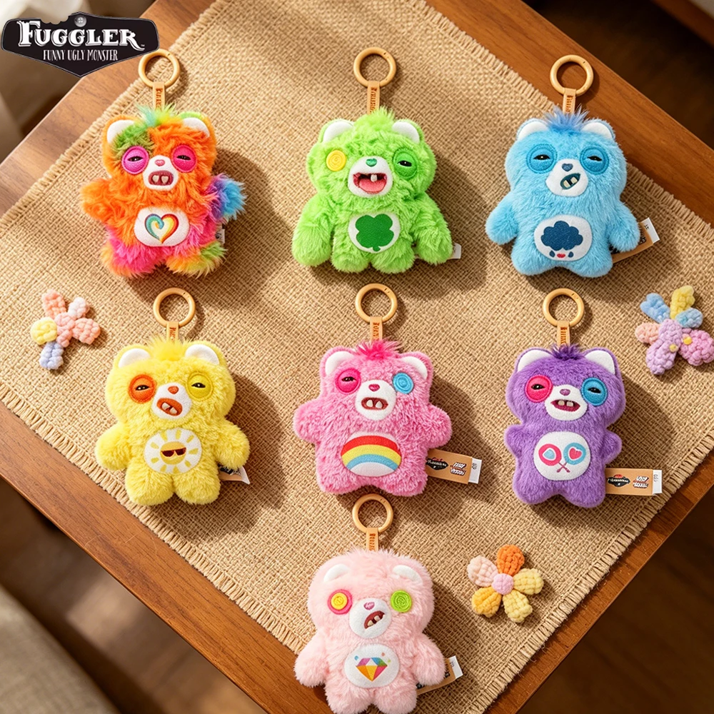 Fuggler avec les Care Bears, pendentif en peluche original, porte-clés, jouet en peluche, cadeau, Happy Grumpy Love Bear, Funny Ugly Tooth Monster