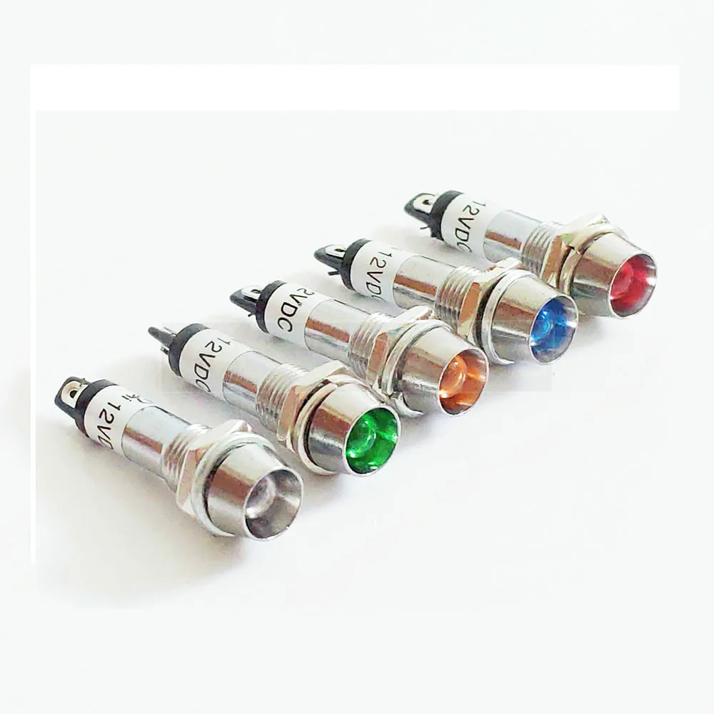 LED 8mm Metal Indicator lights 10pcs waterproof Signal lamp and LED light Signal Convex lamp XD8-1 5 colors 12V 24V 220V