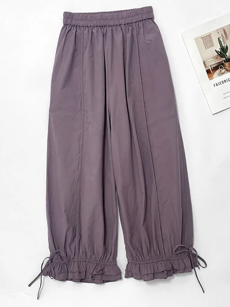 

Хлопковые и льняные широкие брюки-шаровары, женские летние художественные брюки-фонарики с завязками на ногах, деревянные повседневные брюки большого размера