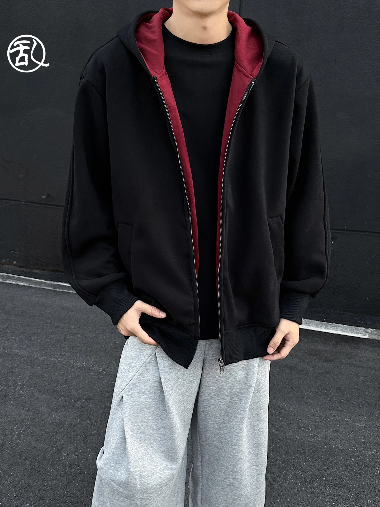 

Fce Lined Casual Hoodie Jaet Loose Fit ex Winter Faion Brand Loose Versatile Color Blo Couple Open Cardigan