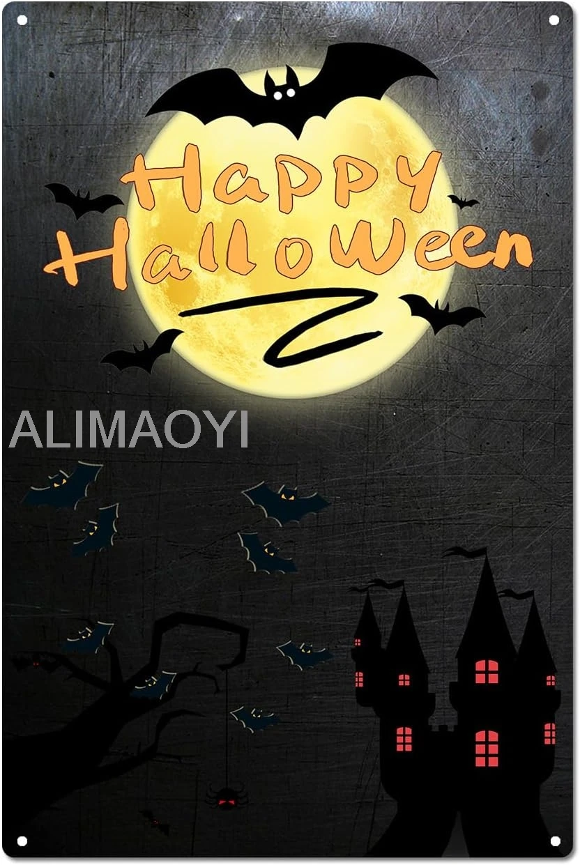 Happy Halloween Signs Vintage Metal Tin Signs Darkness Signs Iron Paiting Wall Decor Halloween Signs for Club Bar Home  Alu sign