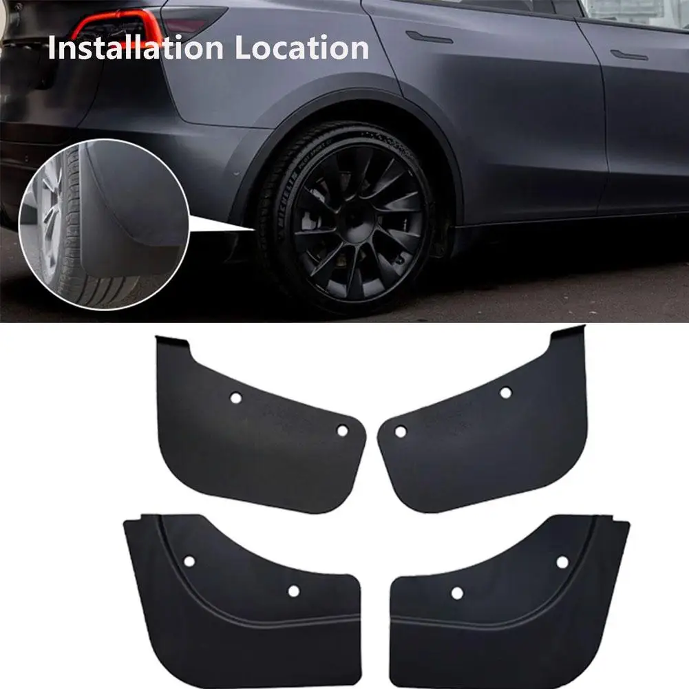   ل تسلا هايلاند Y جونيبر 2021-2025 4 قطعة اللوحات الطينية غير مرئية عجلة واقيات الطين TPE Mudflaps اكسسوارات السيارات Y4V4