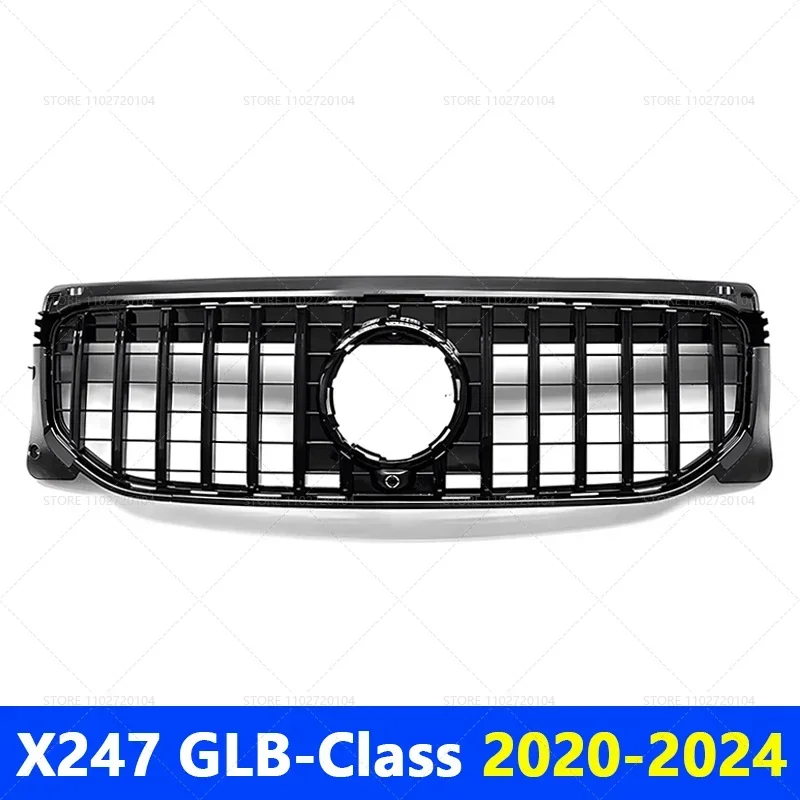 for 2020-2024 X247 GLB-Class Mercedes Benz GLB180 GLB200 GLB250 GT Style Silver Black Upper Bumper Hood Mesh Front Grill Grille