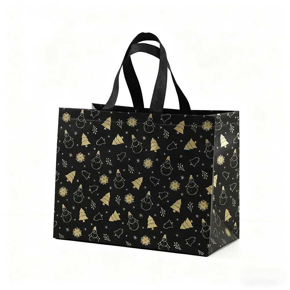 Christmas Gift Bag Santa Snowflake Tote Bags Candy Gift Packaging Bag Thickened Non-woven Printed Waterproof Bags Xmas Gift