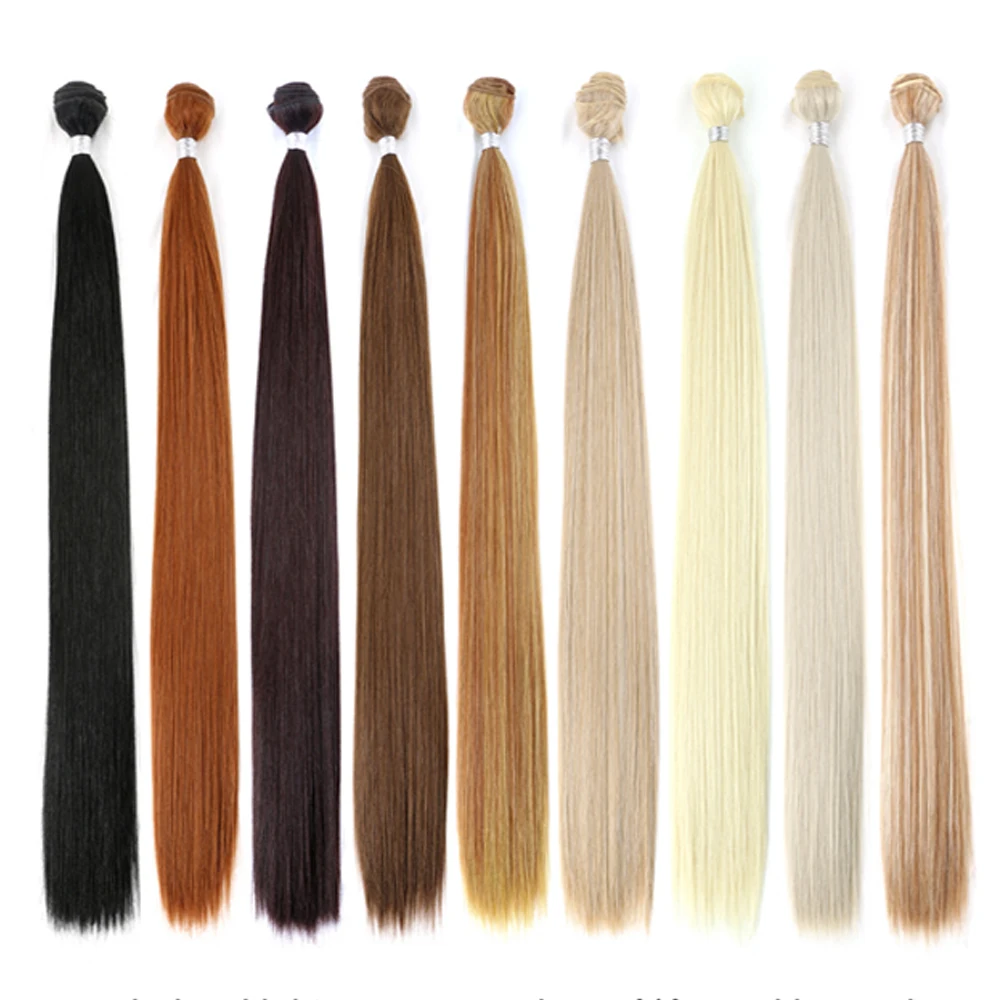 Bellqueen-mechones De pelo liso sintético para mujer, extensiones De pelo ondulado Rubio, 24, 26 y 28 pulgadas