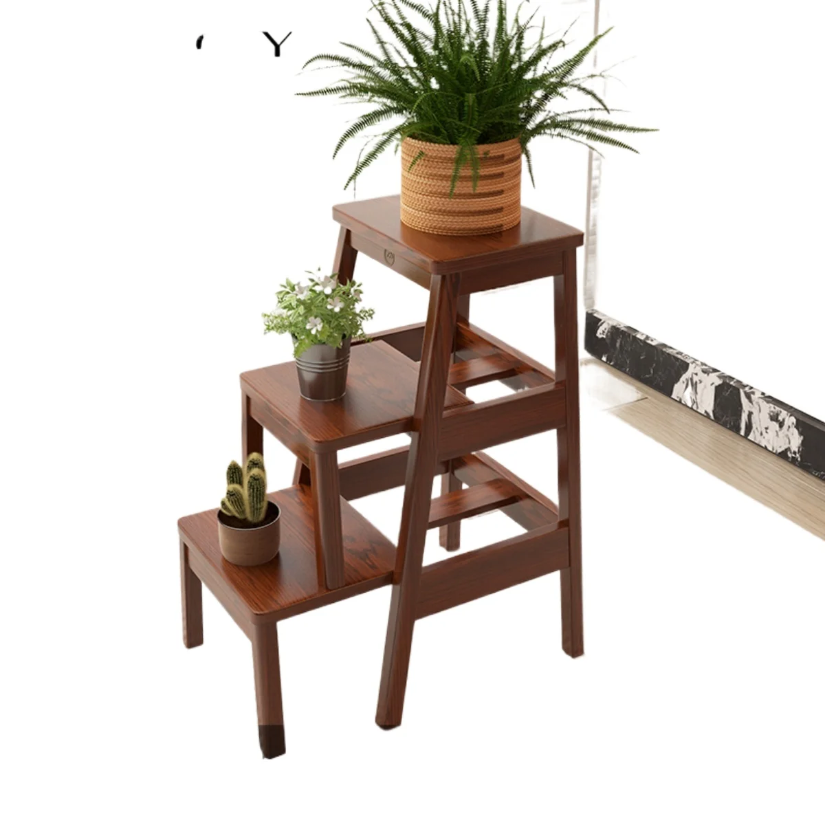 Табурет-лестница из цельного дерева, бытовая складная лестница