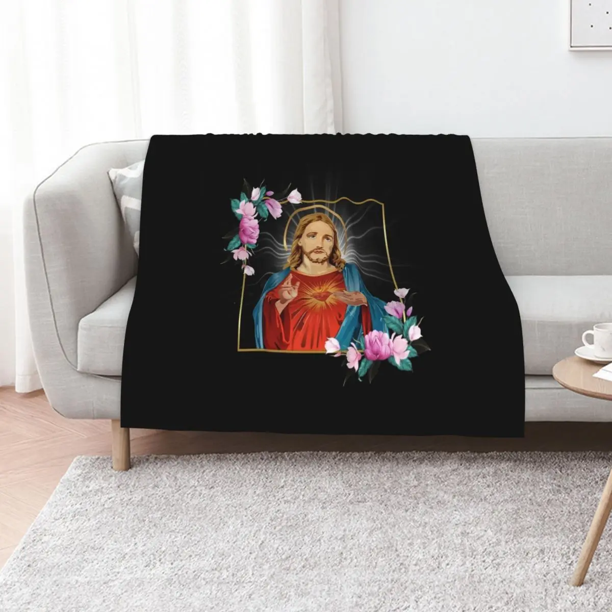 

Immaculate Heart of Jesus Christ Sacred Heart Catholic Gift Throw Blanket Warm for babies Travel Blankets