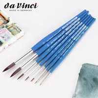 Pincel de Pintura Profesional Da Vinci de Alemania, Pincel de Pintura Básico 393 Forte, Redondo, Sintético Elástico con Mango Azul Mate