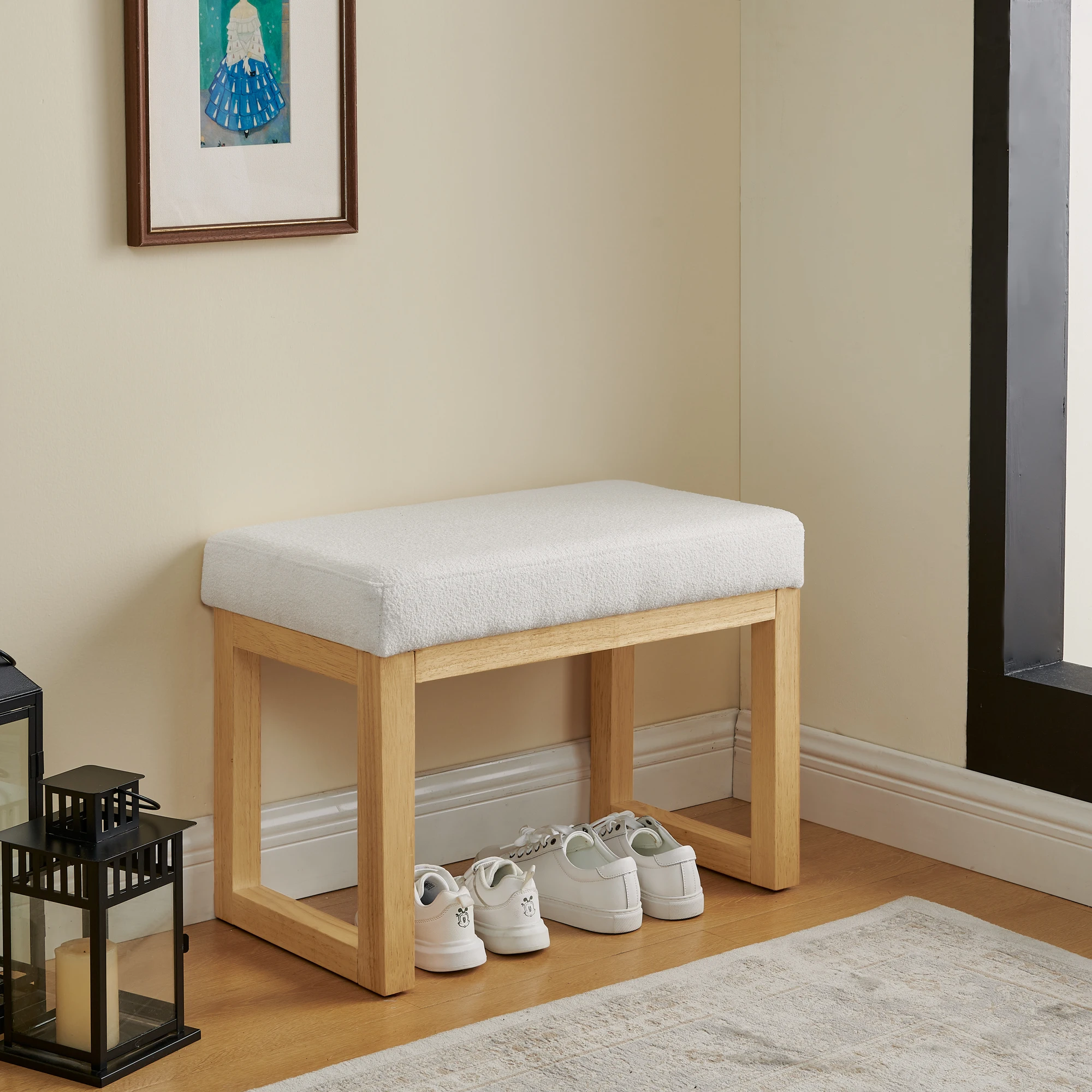 

#Modern Wooden Shoe-Changing With Soft Cushioned Seat-Eco-Friendly Home Furniture For