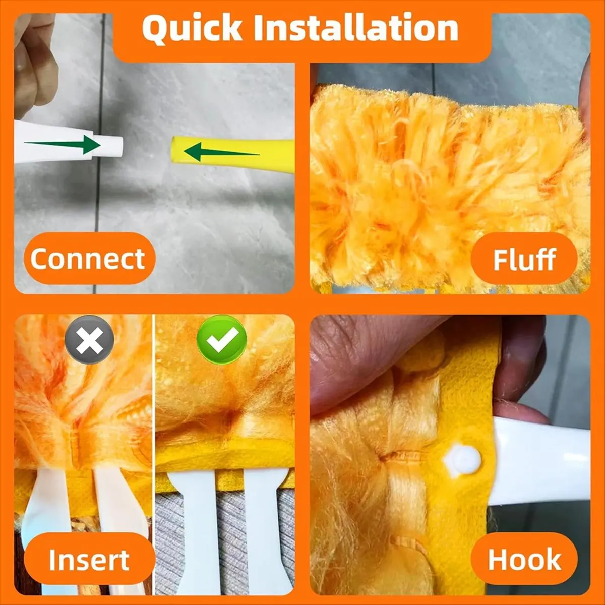 AA77 NEW 30 Pack 360 Dusters Refills for Dusters, Duty Duster Kit Disposable Dusters Refills with 1 Handle Orange Yellow