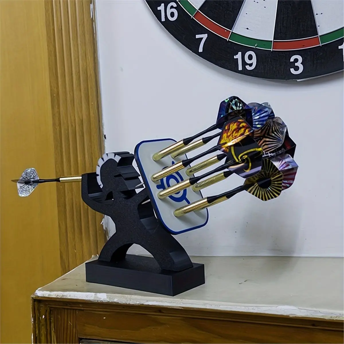 9-Slot Warrior Holder Stand - Heavy-Duty Board Organizer, Home Bar & Greek-Themed Game Room Decor
