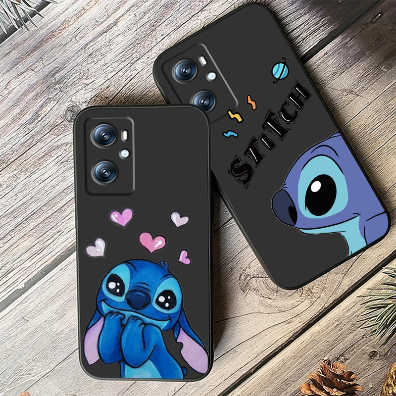 Disney Luxury Lovely Stitch For OPPO Find X6 X5 X3 A54S A5 A94 A16 A53S A57 A74 A72 A98 A78 A96 A9 5G Black TPU Phone Case